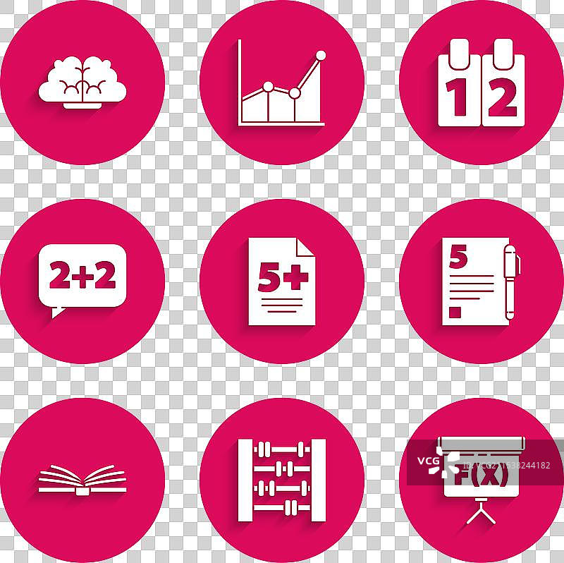 设置测试或考试试卷、算盘、黑板和笔图片素材