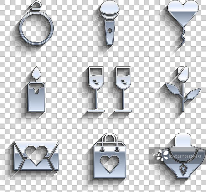 带心形图案的香槟酒杯购物袋图片素材