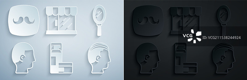 剃须泡沫、手镜和发型设置图片素材