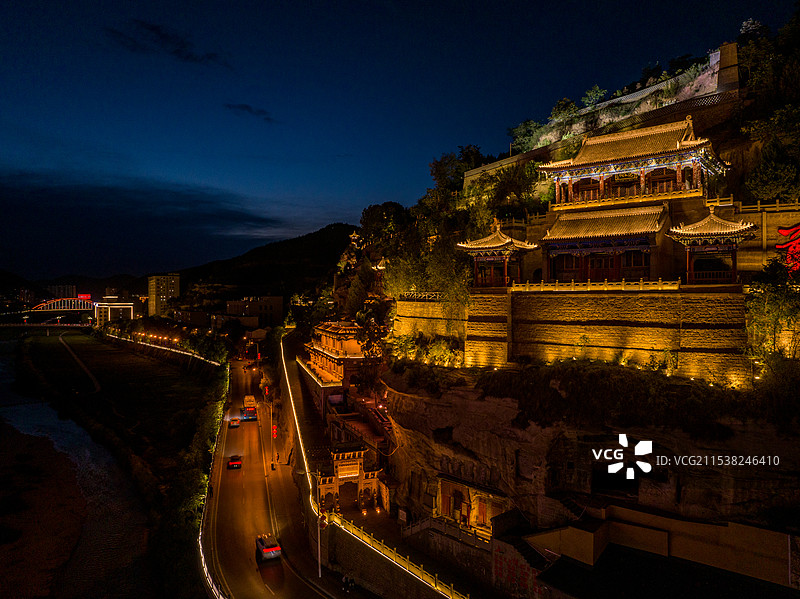 陕西省延安市主城区航拍图片图片素材