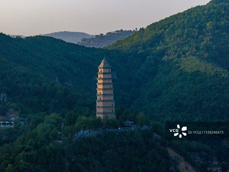 陕西省延安市主城区航拍图片图片素材