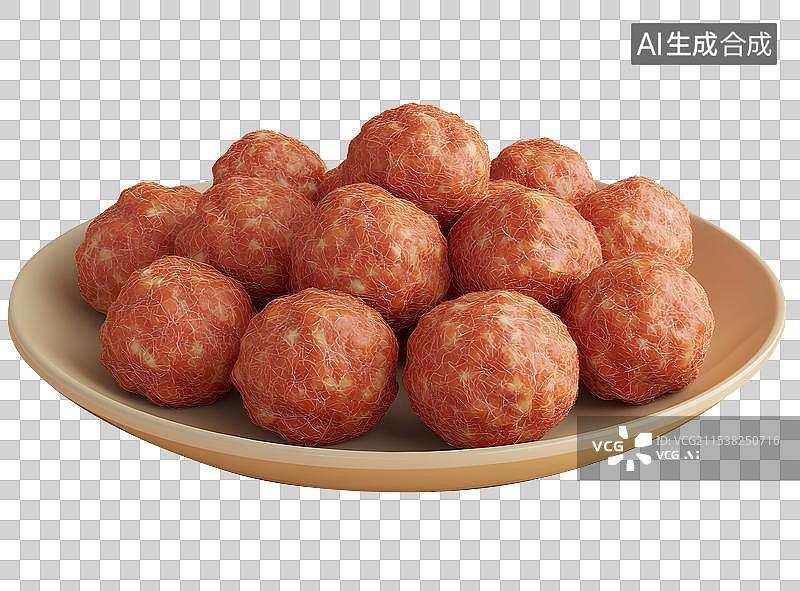 【AI数字艺术】AIGC：3D卡通风格炸肉丸 毛毡风格图片素材