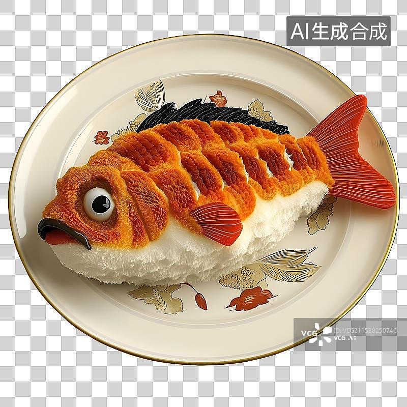 【AI数字艺术】AIGC：3D卡通年夜饭清蒸鱼图片素材