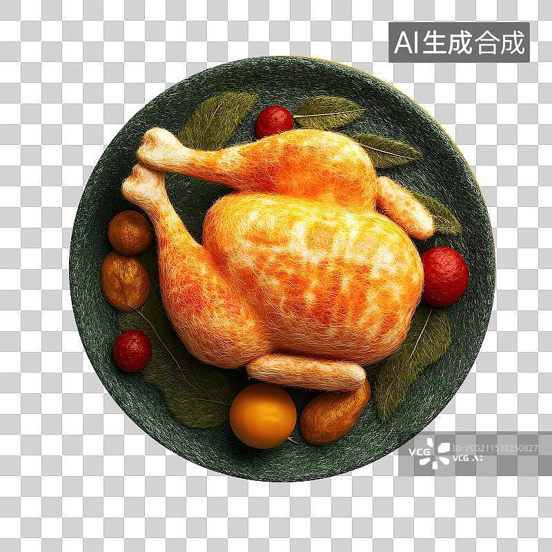 【AI数字艺术】AIGC：3D美食烤鸡 盐焗鸡年夜饭图片素材