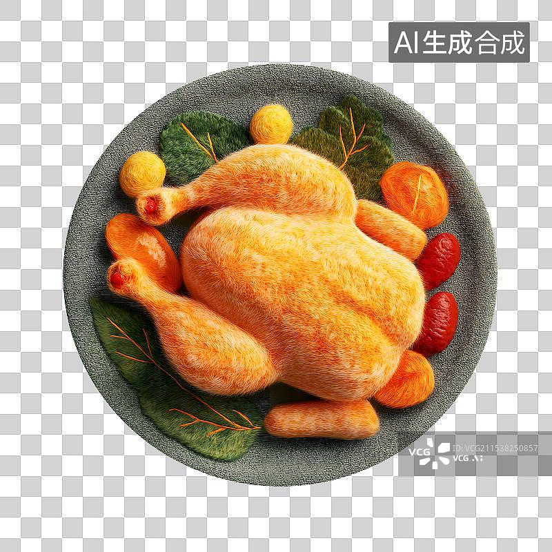 【AI数字艺术】AIGC：3D美食烤鸡 盐焗鸡年夜饭图片素材