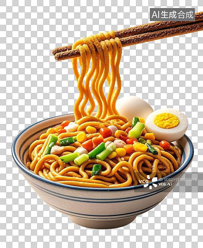 【AI数字艺术】毛毡质感葱油拌面元素图片素材