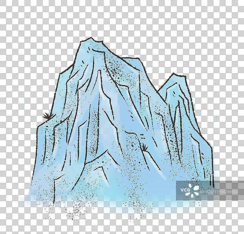 岩石雪山国潮风敦煌壁画中国风诗意山峰石头图片素材