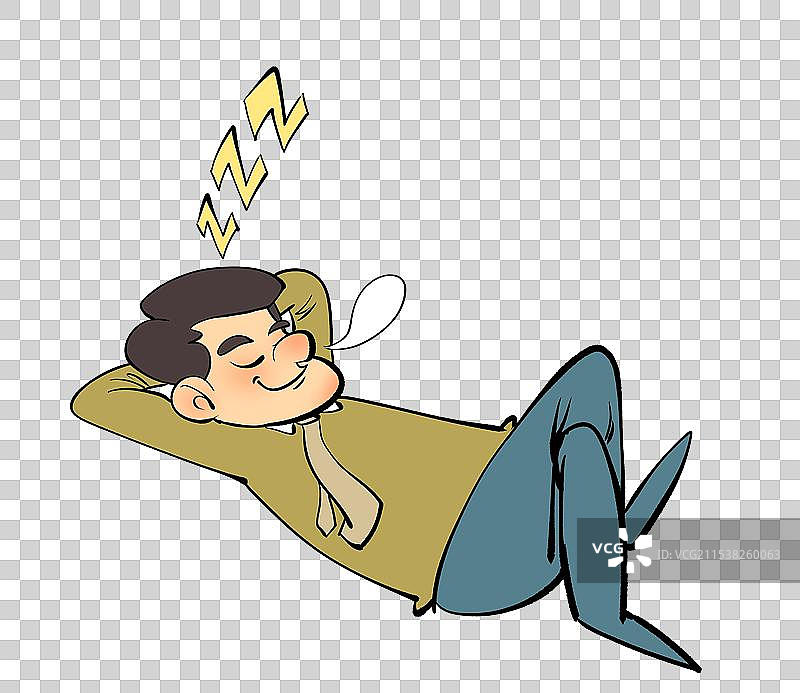 躺平睡觉的人物卡通漫画元素图片素材