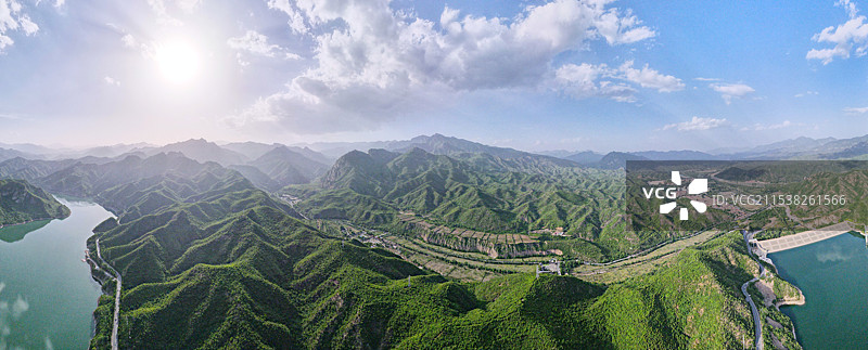 北京斋堂水库航拍图片素材