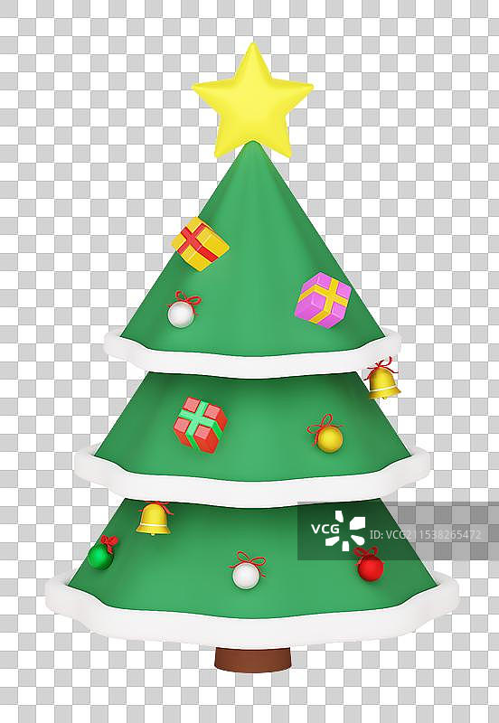 圣诞节插画元素挂满礼物的圣诞树图片素材
