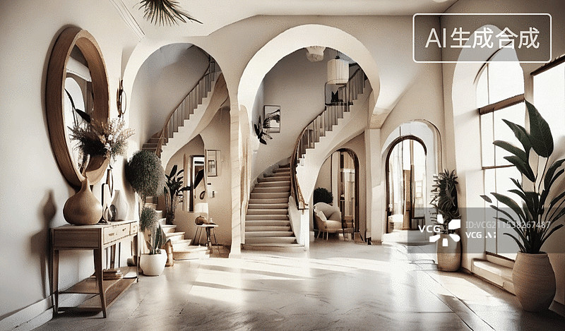 【AI数字艺术】豪华别墅内部图片素材