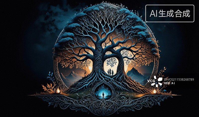 【AI数字艺术】生命之树图片素材