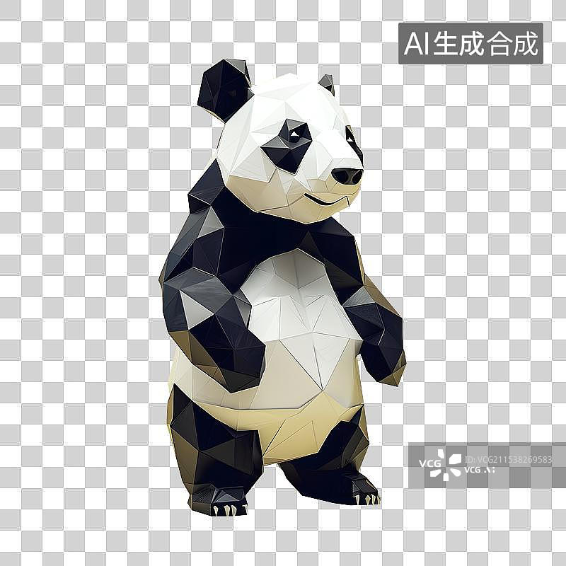 【AI数字艺术】3D立体LOW-POLY风格 熊猫图片素材