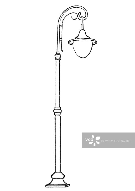 路灯台灯城市街道灯古典风格照明设备国风手绘落地灯插画线稿图片素材