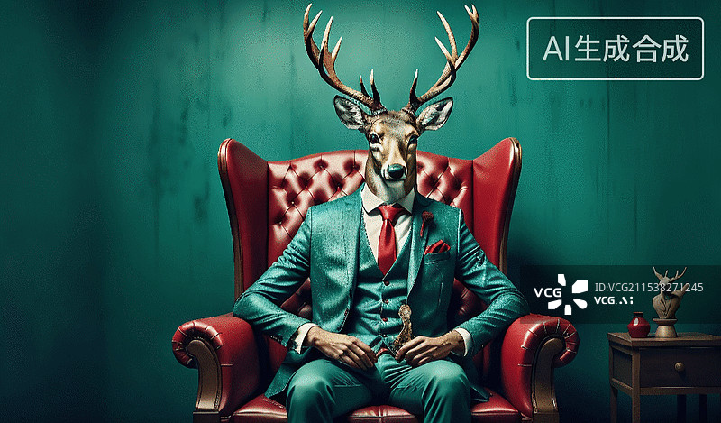 【AI数字艺术】鹿先生的复古时光图片素材
