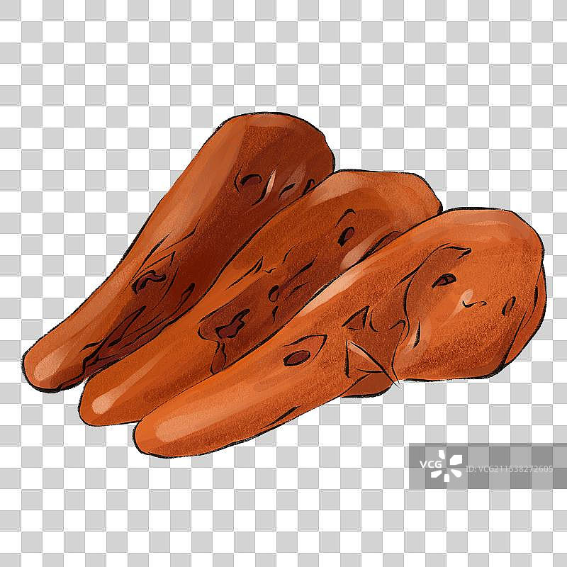 卤汁鸭头麻辣鸭头手绘小吃美食肉类食物插画元素图片素材