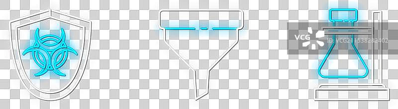 生物危害标志的试管架上的试管和烧瓶图片素材