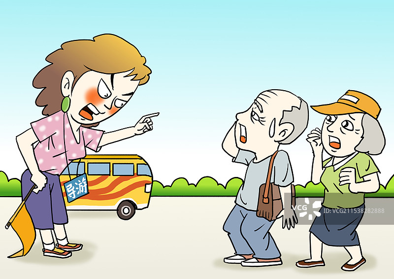 女导游强制游客消费谩骂威胁游客图片素材