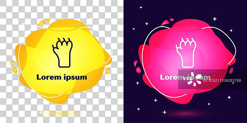 蓝色背景上的孤立线条爪印图标图片素材