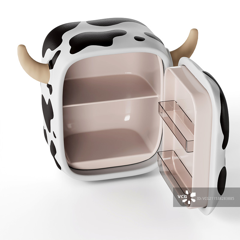 立体创意奶牛冰箱开门图片素材