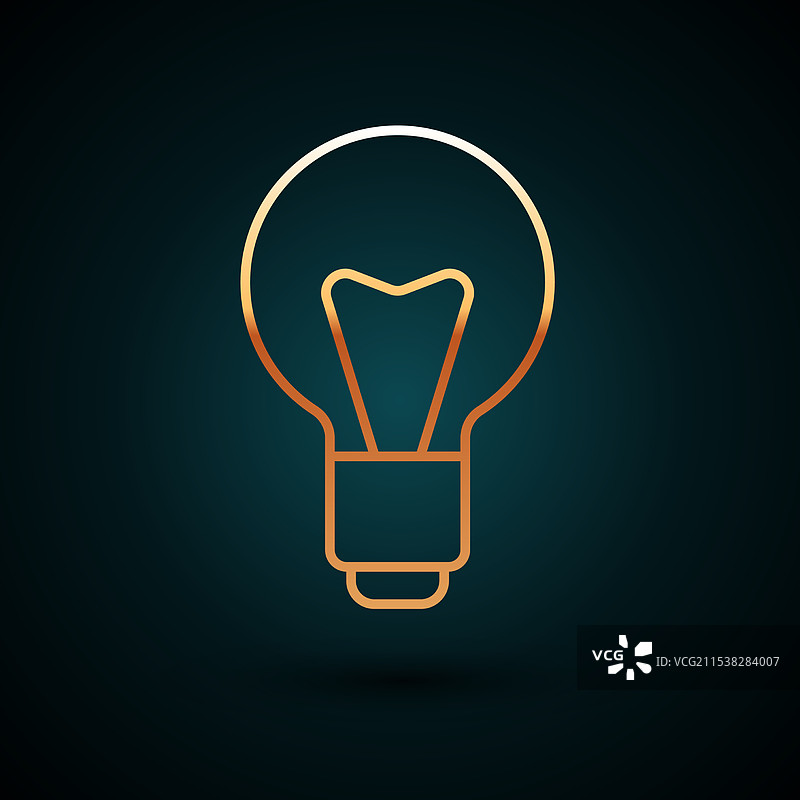 金色线条灯泡与创意概念图标图片素材