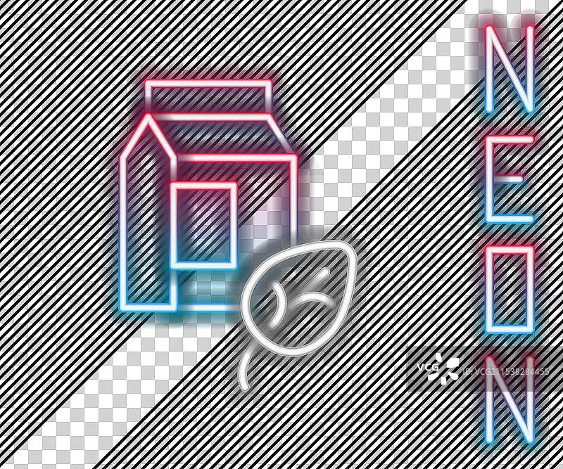 发光的霓虹线素食牛奶图标孤立在图片素材