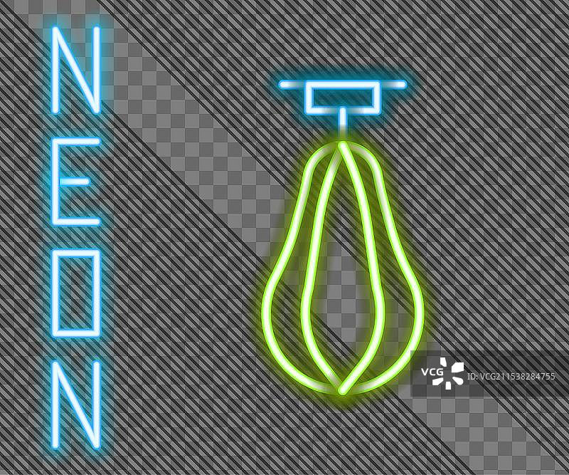 发光的霓虹线拳击袋图标，孤立在背景上图片素材