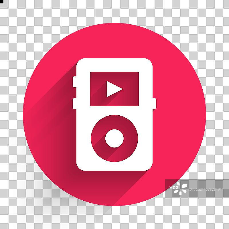 白色音乐播放器图标，带有长阴影图片素材