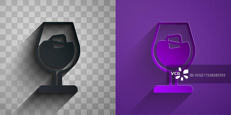 黑色背景上的剪纸酒杯图标图片素材