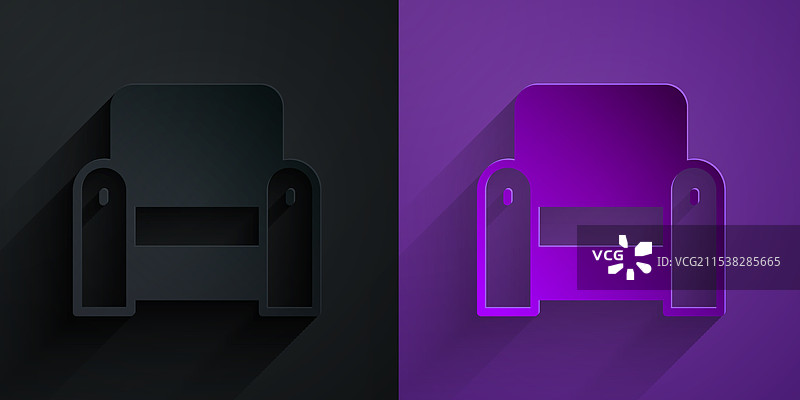 黑色背景上的剪纸扶手椅图标图片素材