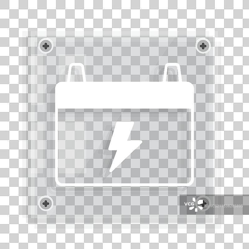 白色汽车电池图标，背景为灰色图片素材