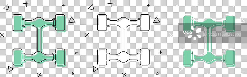 独立于白色和绿色背景的汽车底盘图标图片素材