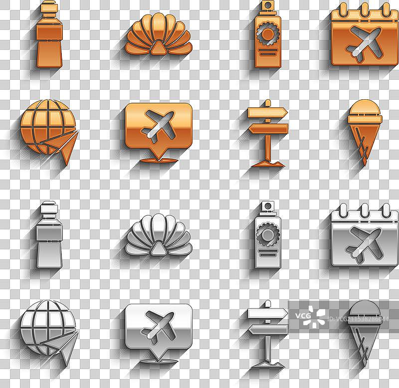 带有飞机、日历和冰块的对话气泡图片素材