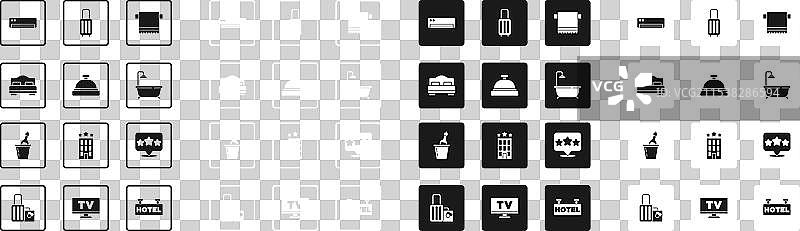 酒店服务铃旁的床上挂着毛巾图片素材