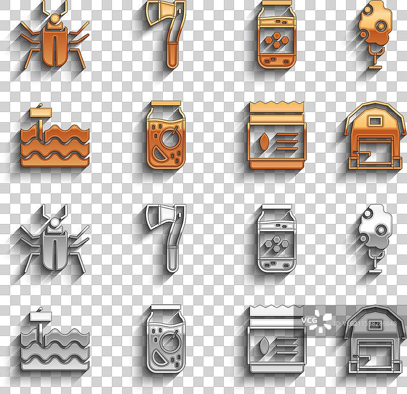 装满苹果农舍的果酱罐树图片素材