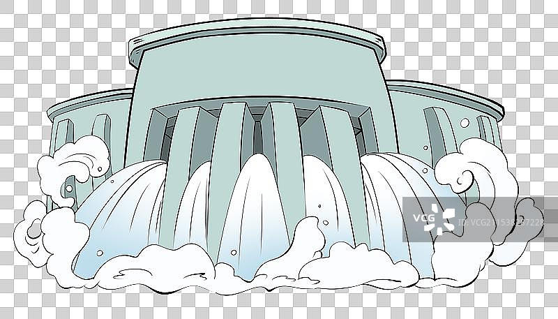 水利工程大坝卡通漫画元素图片素材