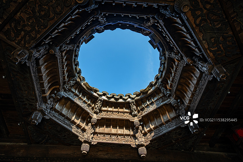 中国传统房屋院落门窗天井 徽派建筑文化图片素材