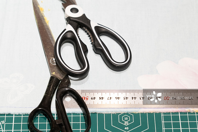 服装文化，设备用品，剪刀，直尺图片素材