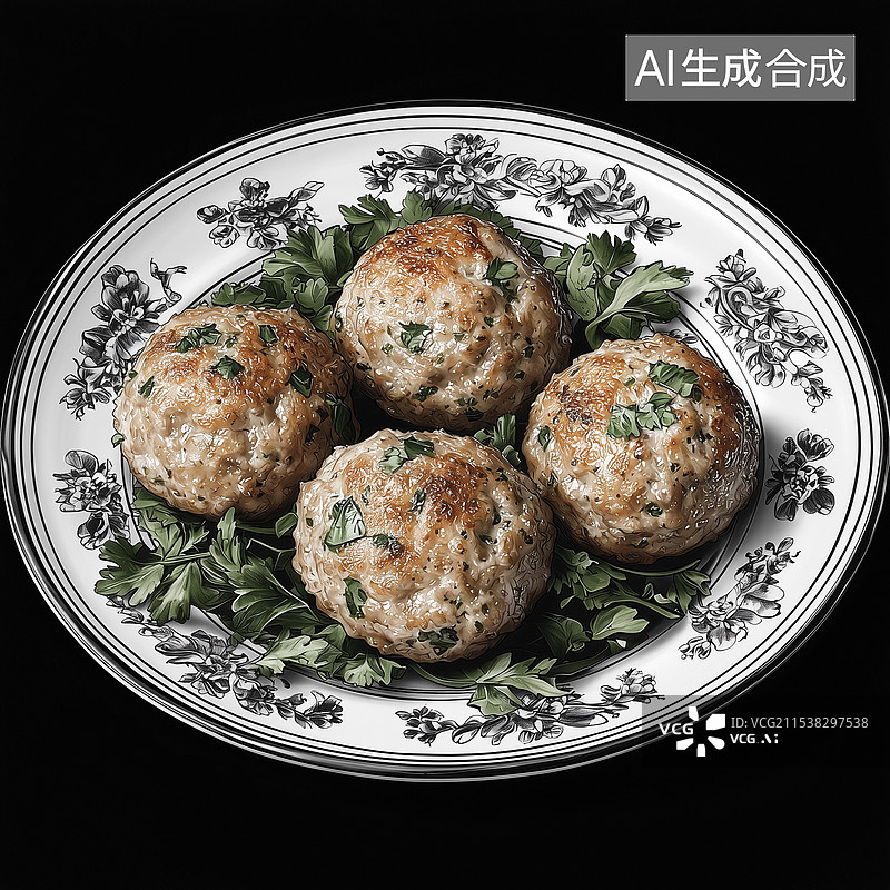 【AI数字艺术】新春元素美食扬州狮子头图片素材