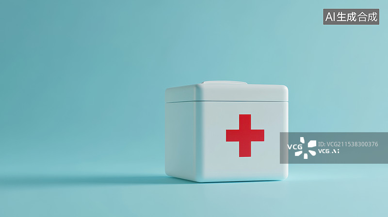 【AI数字艺术】医疗急救箱与蓝色背景图片素材