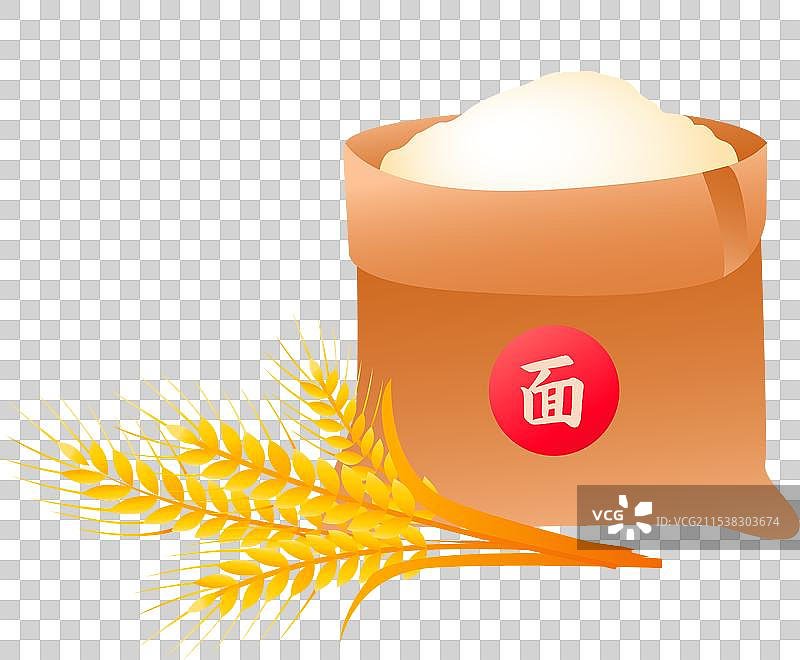 小麦粉装在粗麻袋里插画元素图片素材