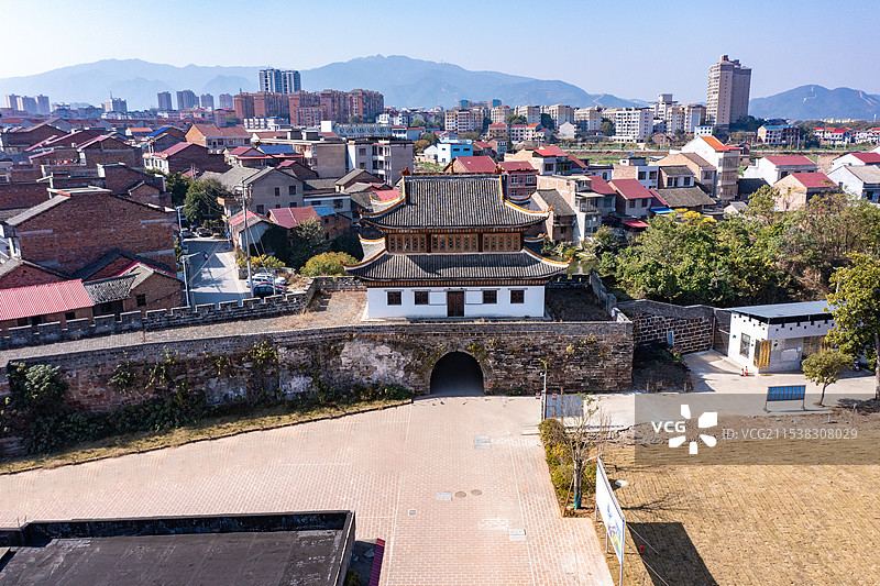 航拍湖南株洲茶陵县古城墙图片素材