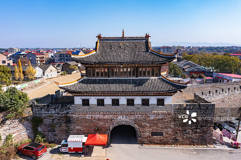 航拍湖南株洲茶陵县古城墙图片素材