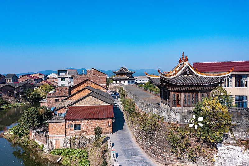 航拍湖南株洲茶陵县古城墙图片素材