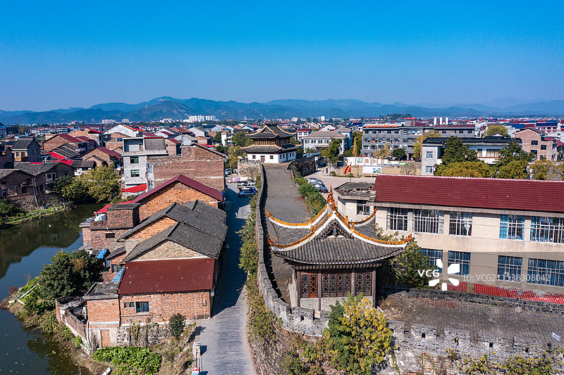 航拍湖南株洲茶陵县古城墙图片素材