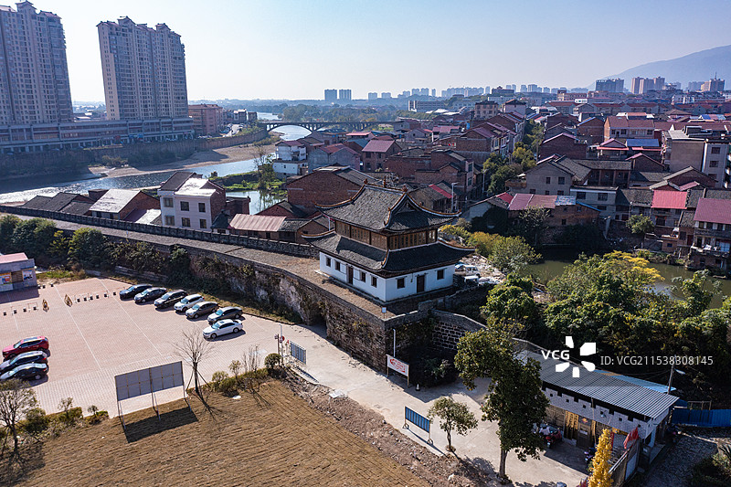 航拍湖南株洲茶陵县古城墙图片素材