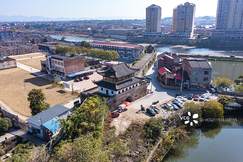 航拍湖南株洲茶陵县古城墙图片素材