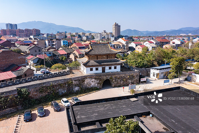 航拍湖南株洲茶陵县古城墙图片素材