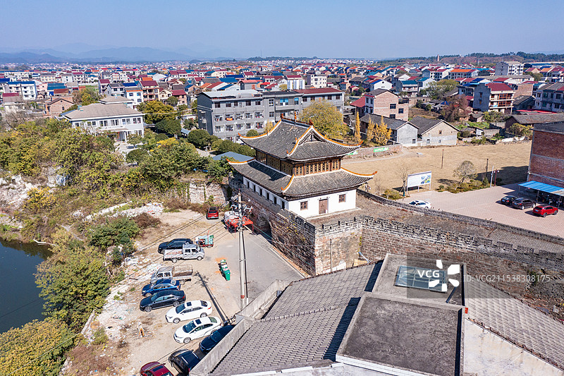 航拍湖南株洲茶陵县古城墙图片素材