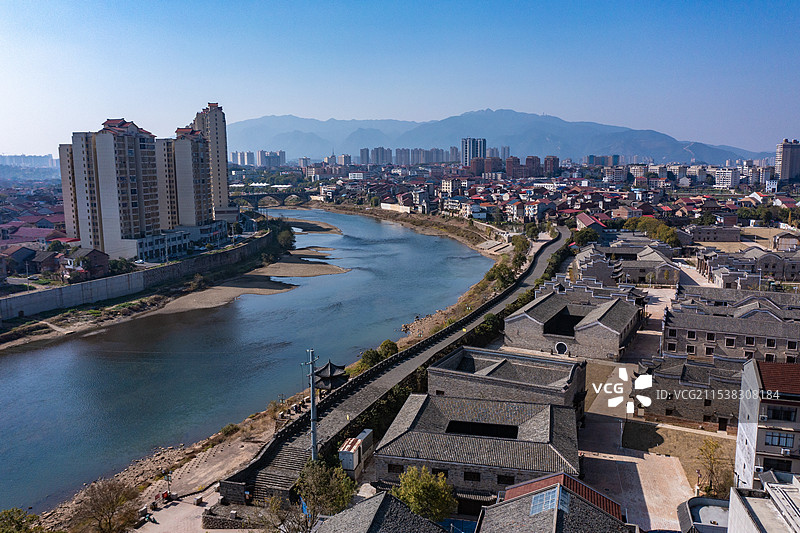 航拍湖南株洲茶陵县古城墙图片素材